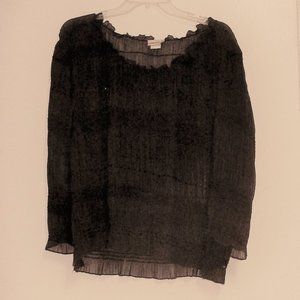Vintage Fashion Bug Blouse Brown Sheer Design Sequ